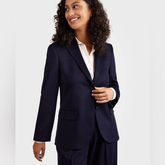 Officine Generale Charlene Virgin Wool Navy Blazer Lined - Picture 1 of 14